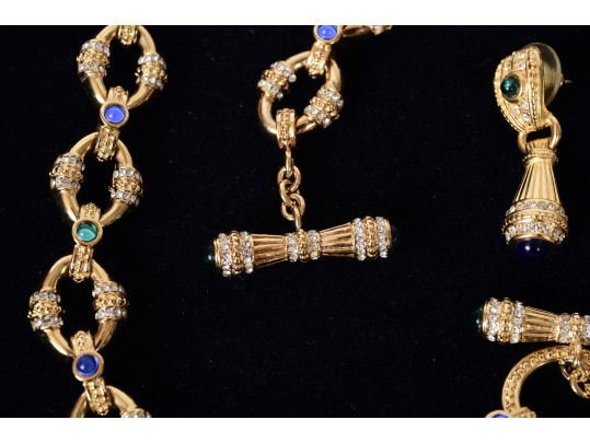 Franklin Mint The Sultan's Treasure 22K Gold Plated Necklace, Bracelet And Earrings Set