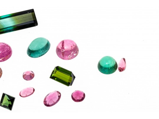 Loose Stones: 18 Green And Pink Tourmaline, 16.0 TCW