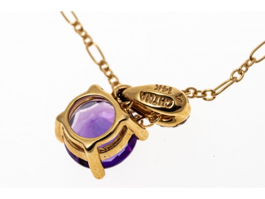Delicate 14K Rich Purple Amethyst Pendant Necklace