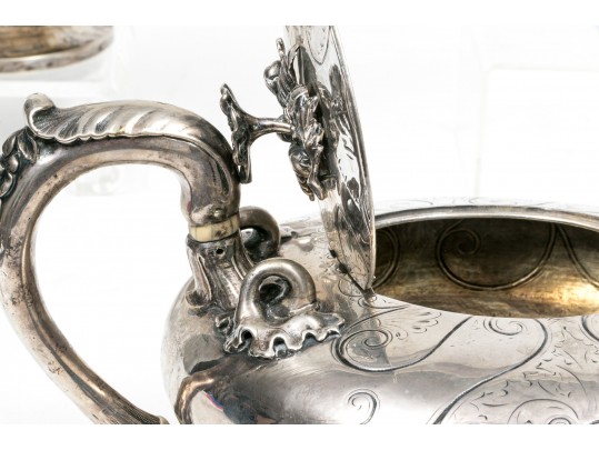 Antique Sterling Silver Beautiful Early Victorian Four Pieces Tea Set, Circa 1839 By Joseph Taylor