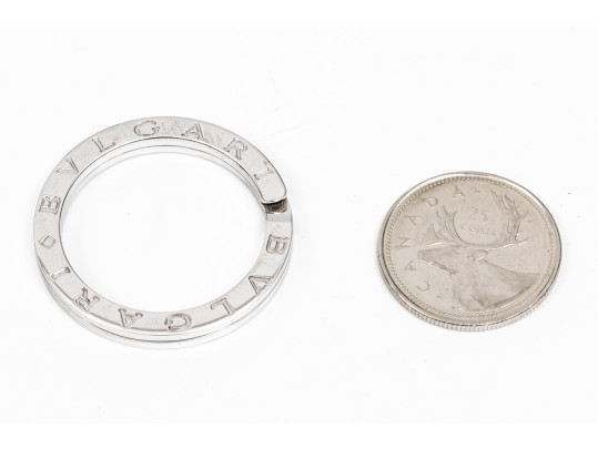 Bulgari Classic Sterling Silver Key Ring, Boxed