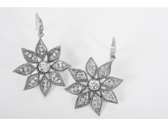 Stunning 14k Diamond Flower Drop Earrings *UPDATED*