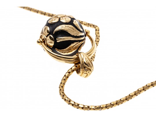 Dynamic 18K And 14K Gold Floral Roller Pendant Necklace