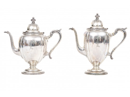 Wallace Sterling Silver Classic Rembrandt 3 Pint Coffee Pot And 2 3/4 Pint Tea Pot
