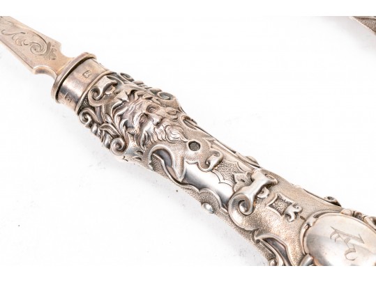 Sheffield, England Magnificent Antique Sterling Fish Set, Circa 1861, Beautifully Chased, With Box