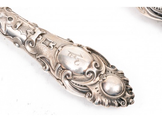 Sheffield, England Magnificent Antique Sterling Fish Set, Circa 1861, Beautifully Chased, With Box