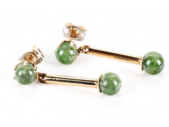 14K And Serpentine Drop Pendant Earrings