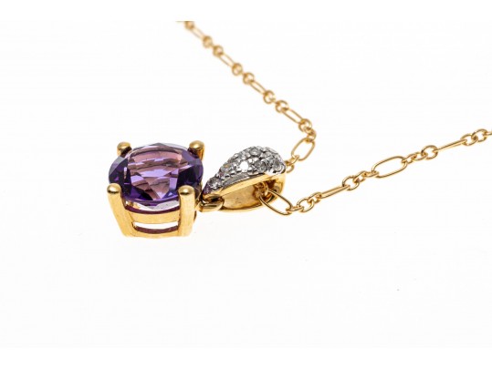 Delicate 14K Rich Purple Amethyst Pendant Necklace