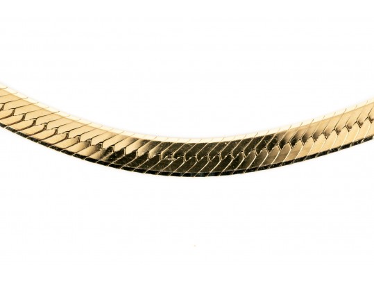 Classic 14K Herring Bone Chain Necklace