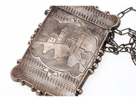 Lot Of Three Antique Sterling Silver Chatelaine Pieces, Including Two Card Cases