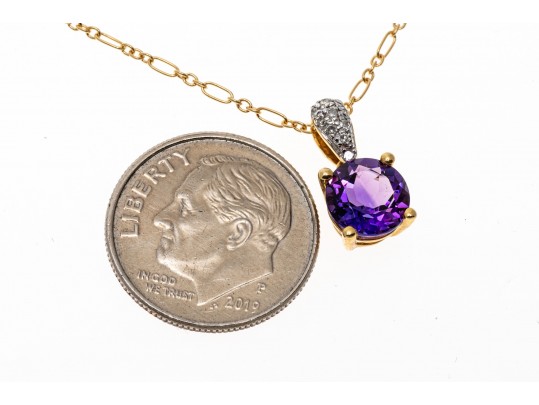 Delicate 14K Rich Purple Amethyst Pendant Necklace