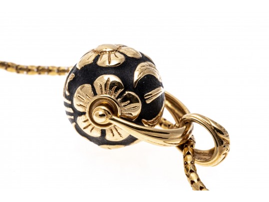 Dynamic 18K And 14K Gold Floral Roller Pendant Necklace