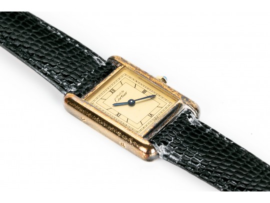 Classic Muste De Cartier Watch With Leather Strap