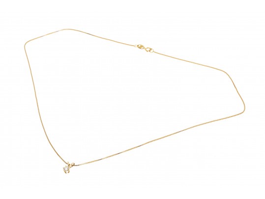 Dainty 14K Single Diamond Pendant Necklace