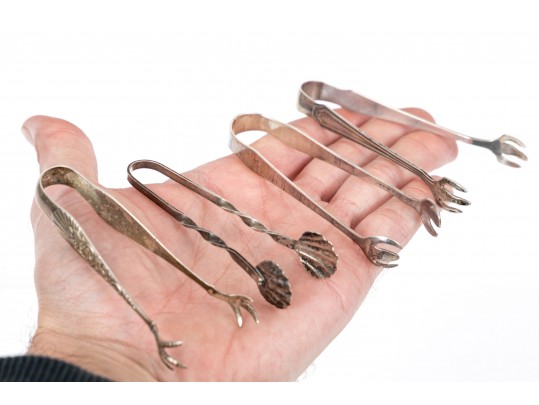 Lot Of Four Assorted Vintage Sterling Silver Sugar Tongs