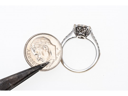 Stunning 10K White Gold Diamond Set Ring, Size 5.25-