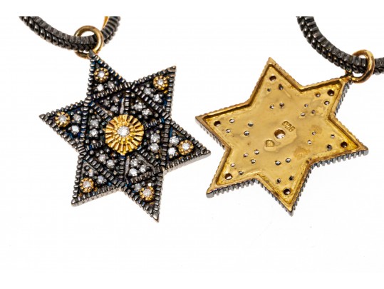 Sterling Hoop And Star Pendant Earrings