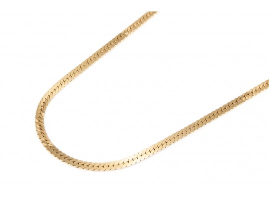 Simple 14K Herringbone Chain Necklace