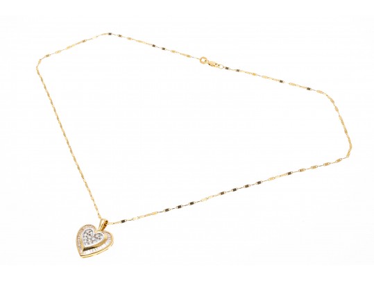 Romantic 14K Diamond Set Heart Pendant Necklace