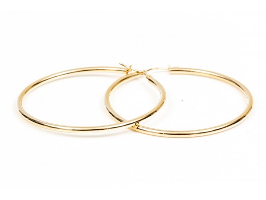 18K Italian Simpale Polished Hoop Earrings