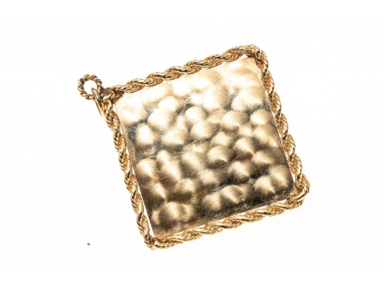 14kyg Large Lucky Vintage 1950's Four Leaf Clover Retro Pendant