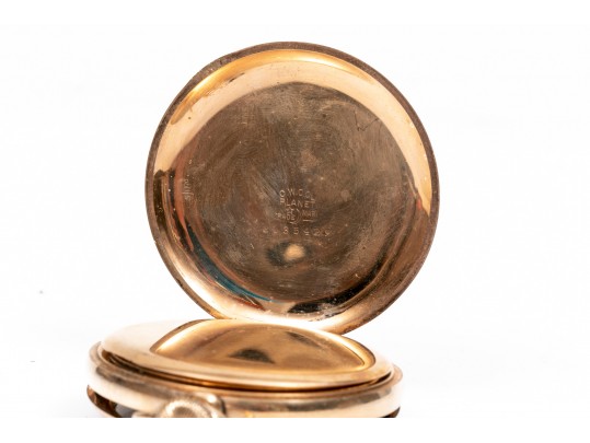 English Vintage Sterling Repousse Pocketwatch Holder With Gold Filled Elgin Watch