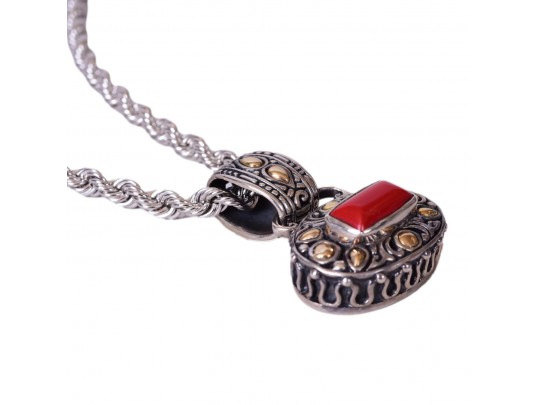 Samuel Benham BJC Sterling Silver, 18K Red Coral Jewelry Suite