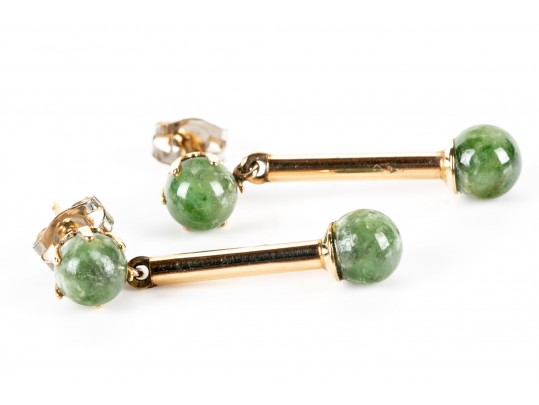 14K And Serpentine Drop Pendant Earrings