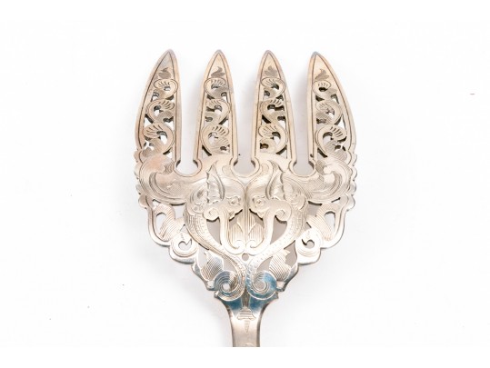 Sheffield, England Magnificent Antique Sterling Fish Set, Circa 1861, Beautifully Chased, With Box