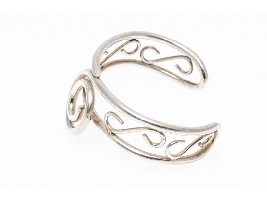 Sterling Open Scrollwork And Spiral Cuff Bracelet