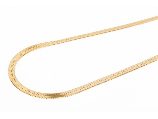 Classic 14K Herring Bone Chain Necklace