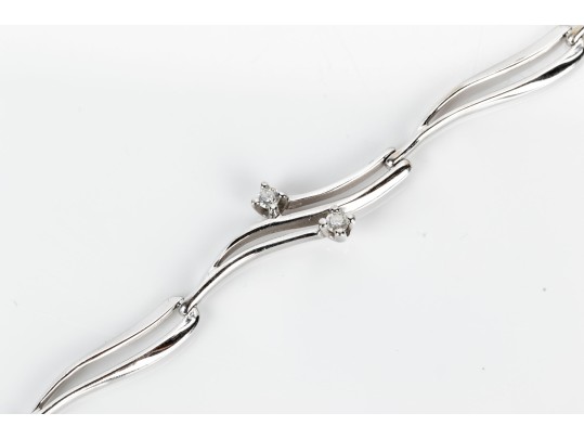 Delicate 14K White Gold Diamond Accented Bracelet