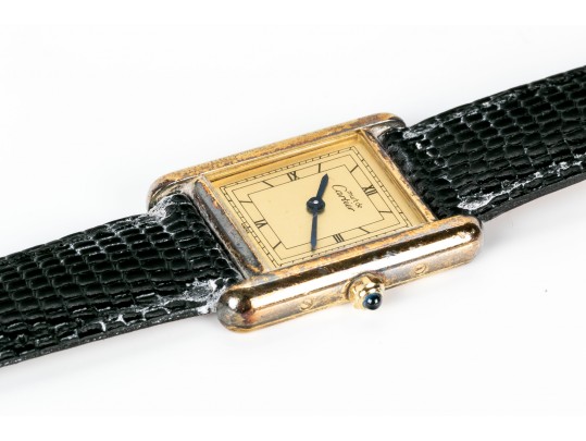 Classic Muste De Cartier Watch With Leather Strap