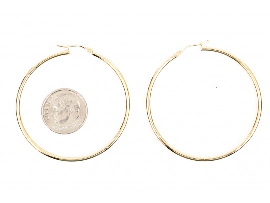 18K Italian Simpale Polished Hoop Earrings