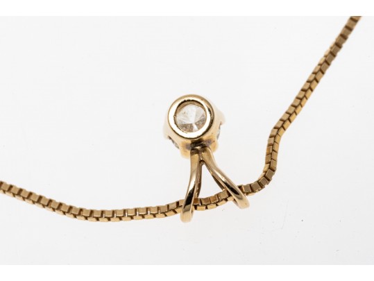 Dainty 14K Single Diamond Pendant Necklace