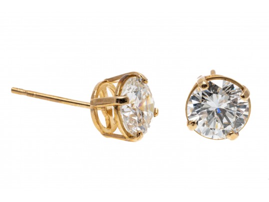 Classic 14K Brilliant Cut Diamond Stud Earrings, 0.9 TCW