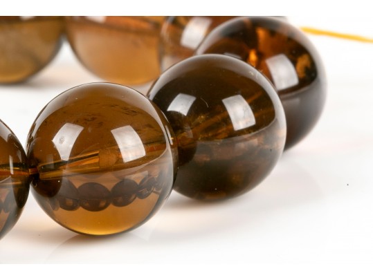 Carnelian Beaded Necklace And Brown Quartz Beaded Bracelet