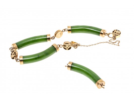 14K Carved Nephrite Bracelet