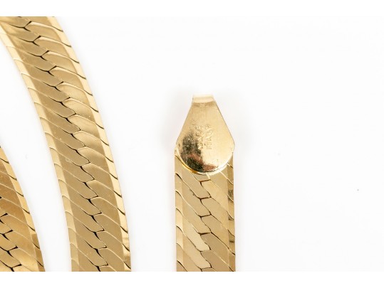 Classic 14K Herring Bone Chain Necklace