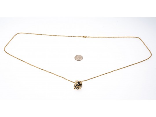 Dynamic 18K And 14K Gold Floral Roller Pendant Necklace