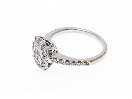 Stunning 10K White Gold Diamond Set Ring, Size 5.25-