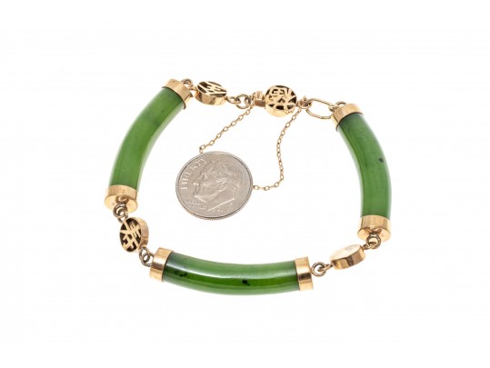 14K Carved Nephrite Bracelet