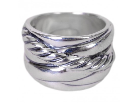 David Yurman Wide Cable Crossover Statement Band Ring, Size 6.5