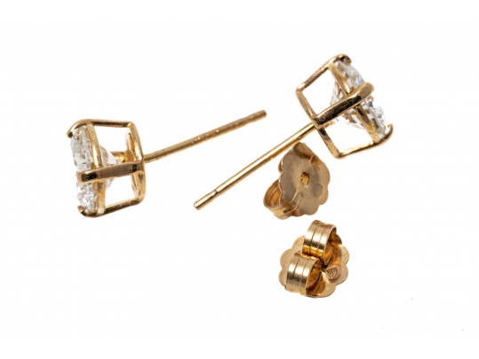 Classic 14K Brilliant Cut Diamond Stud Earrings, 0.9 TCW