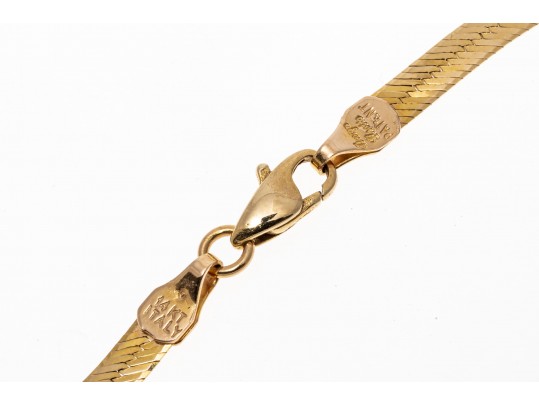 14K Italian Herringbone Chain Necklace