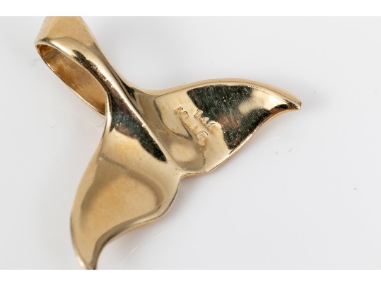 Playful 14K Whale Tail Pendant