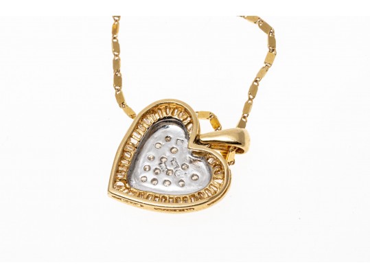 Romantic 14K Diamond Set Heart Pendant Necklace