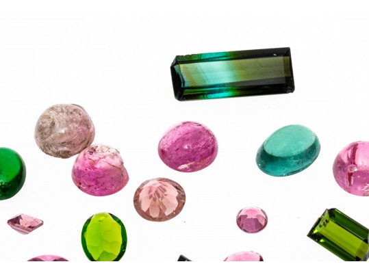 Loose Stones: 18 Green And Pink Tourmaline, 16.0 TCW