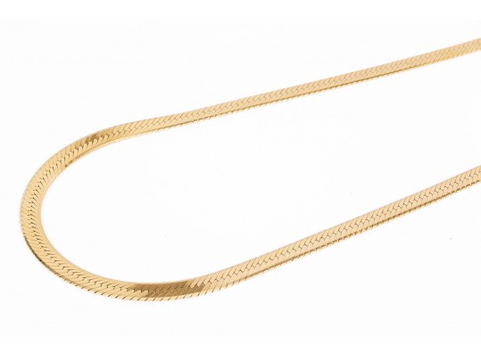 Classic 14K Herring Bone Chain Necklace
