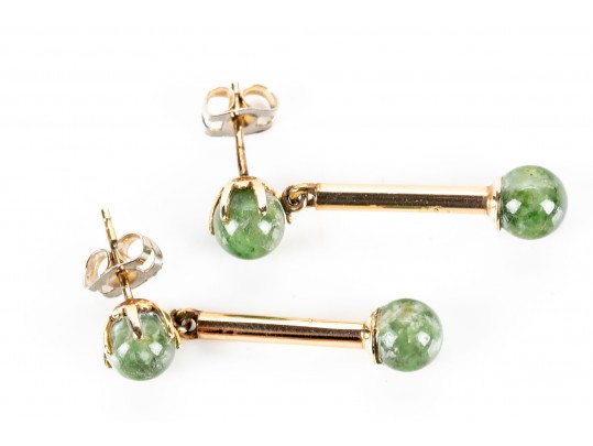 14K And Serpentine Drop Pendant Earrings